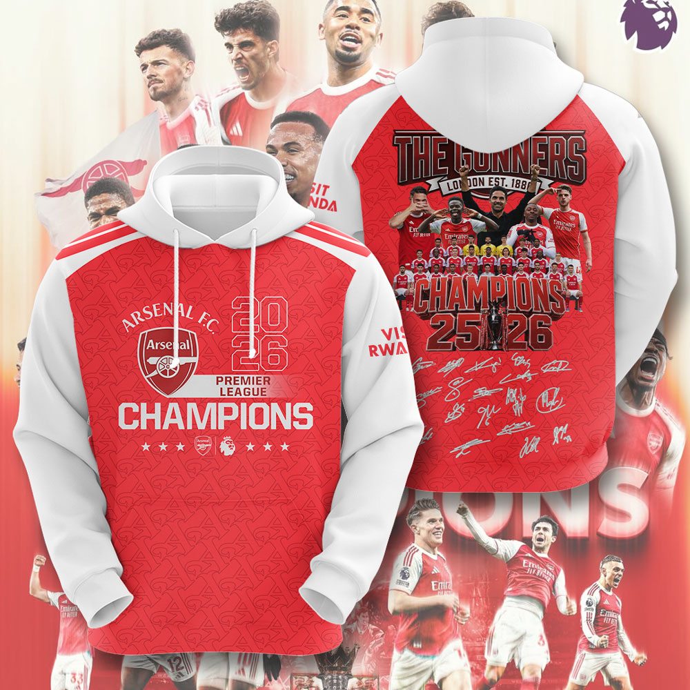Arsenal FC Premier League Champions 25/26 3D Apparel – TMTHU6413