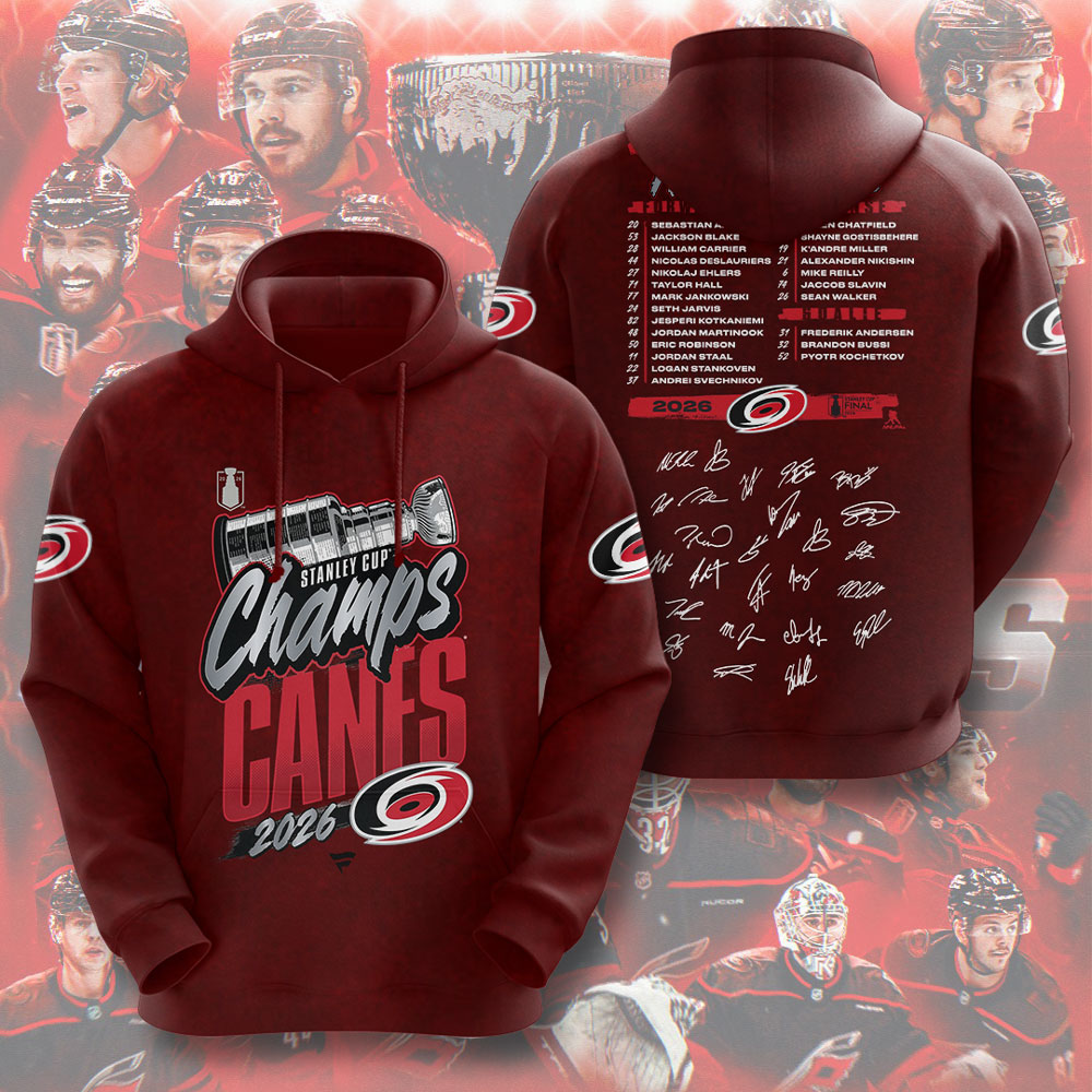 Carolina Hurricanes 2026 Stanley Cup Champions 3D Apparel – TMTHU6936