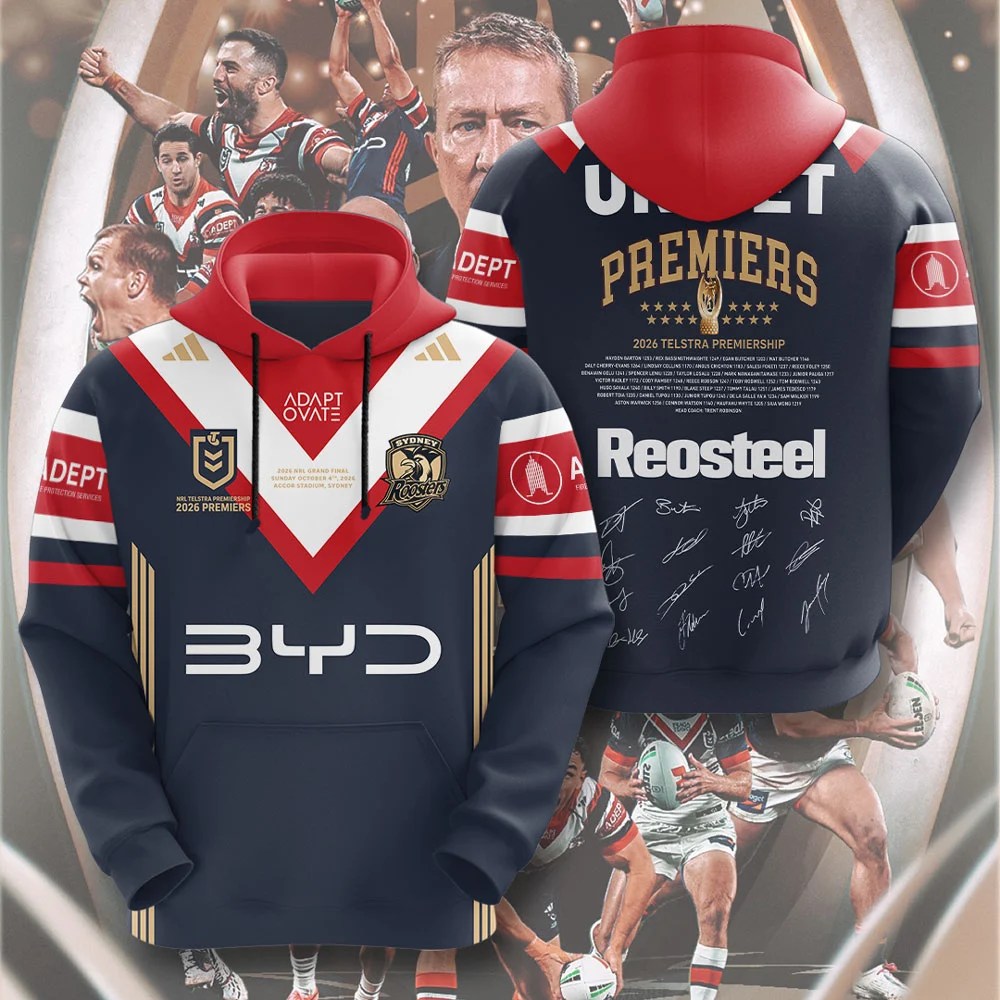 Sydney Roosters 2026 Premiers 3D Apparel – TMTHU9760