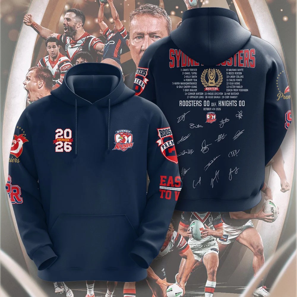 Sydney Roosters 2026 Premiers 3D Apparel – TMTHU9764