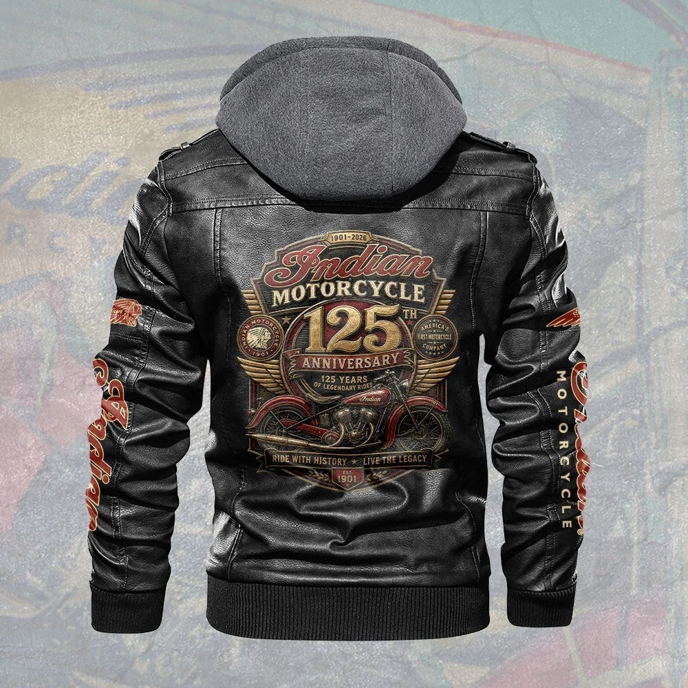 Indian Motorcycle 125th Anniversary 2D Leather Hooded Jacket – TMTHU9414