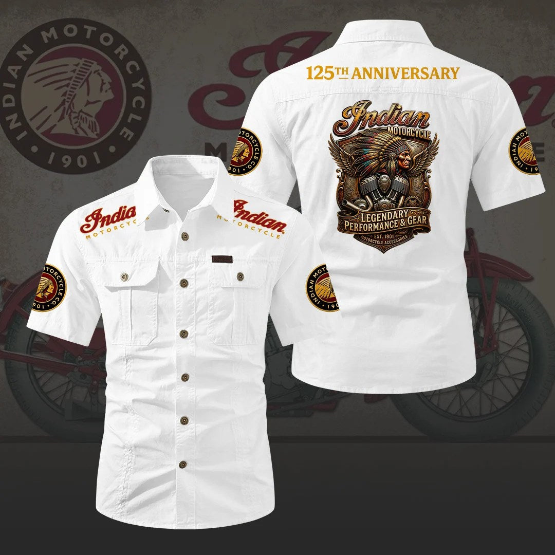 Indian Motorcycle 125th Anniversary 2D Short Sleeve Mechanic Shirt – HOATT20627