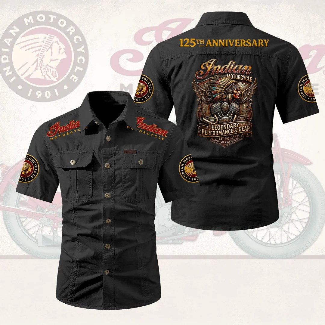 Indian Motorcycle 125th Anniversary 2D Short Sleeve Mechanic Shirt – HOATT20627