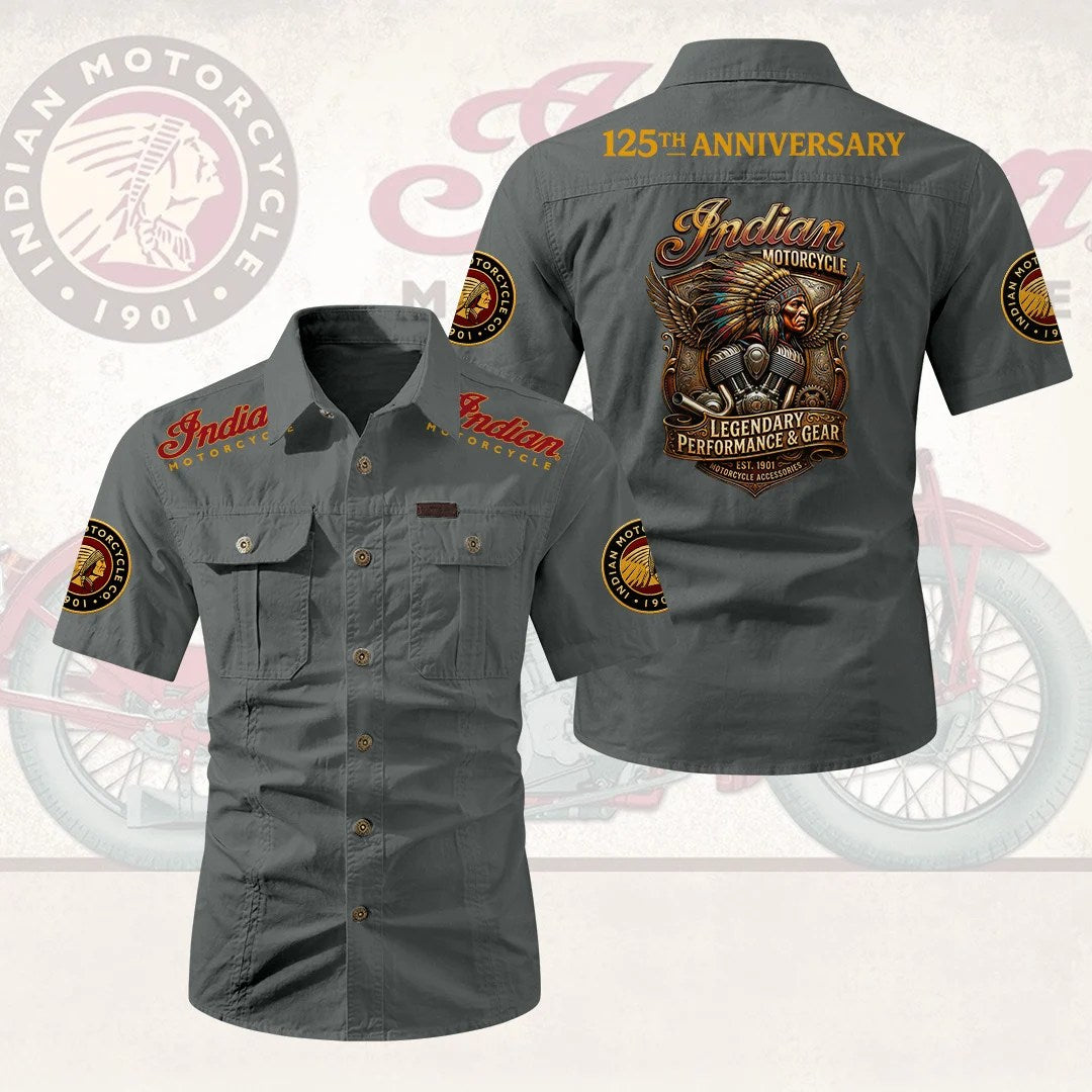 Indian Motorcycle 125th Anniversary 2D Short Sleeve Mechanic Shirt – HOATT20627