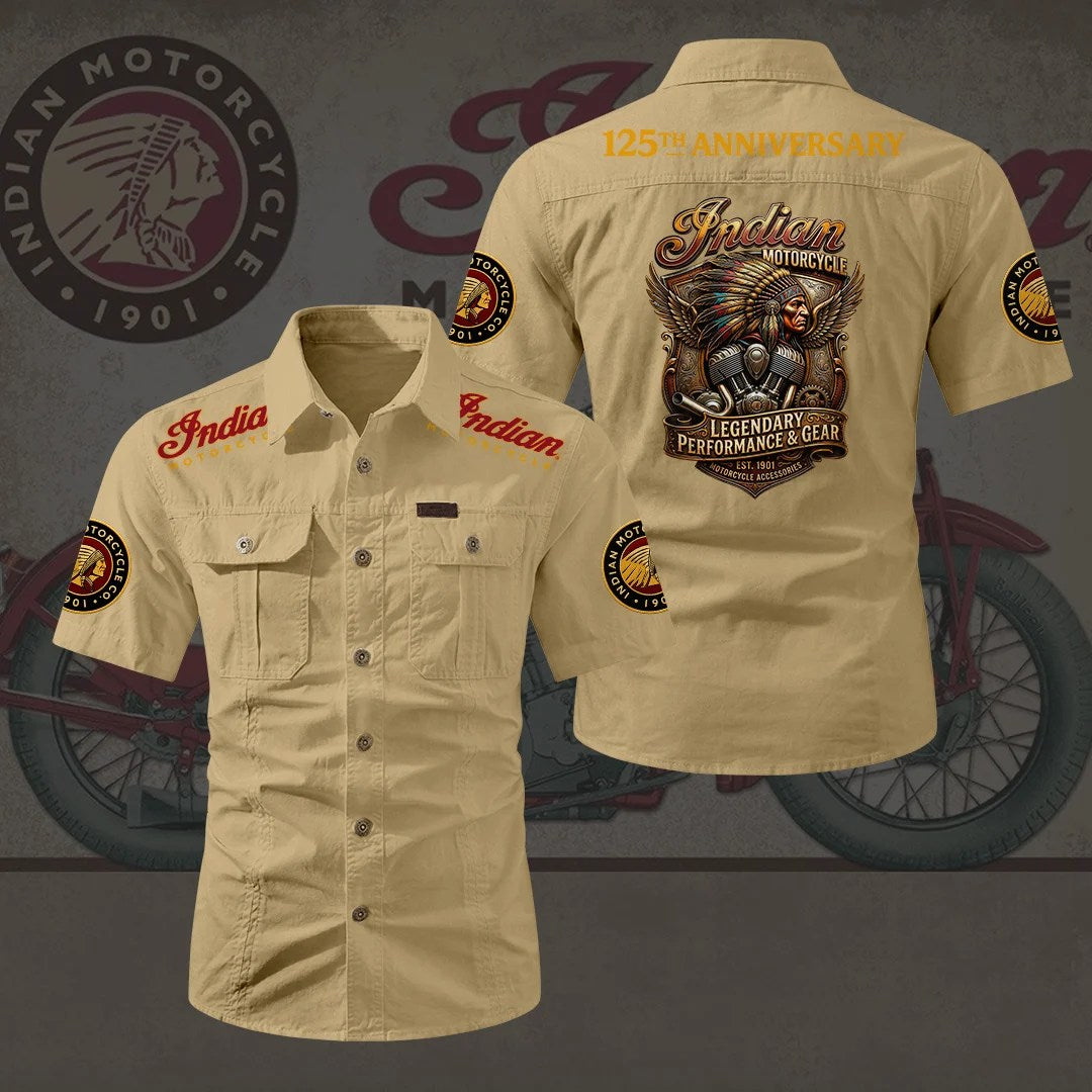 Indian Motorcycle 125th Anniversary 2D Short Sleeve Mechanic Shirt – HOATT20627