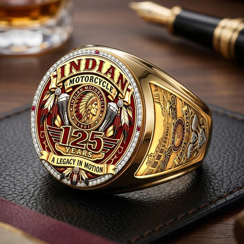Indian Motorcycle 125th Anniversary 3D Engraved Ring – TMTHU10067