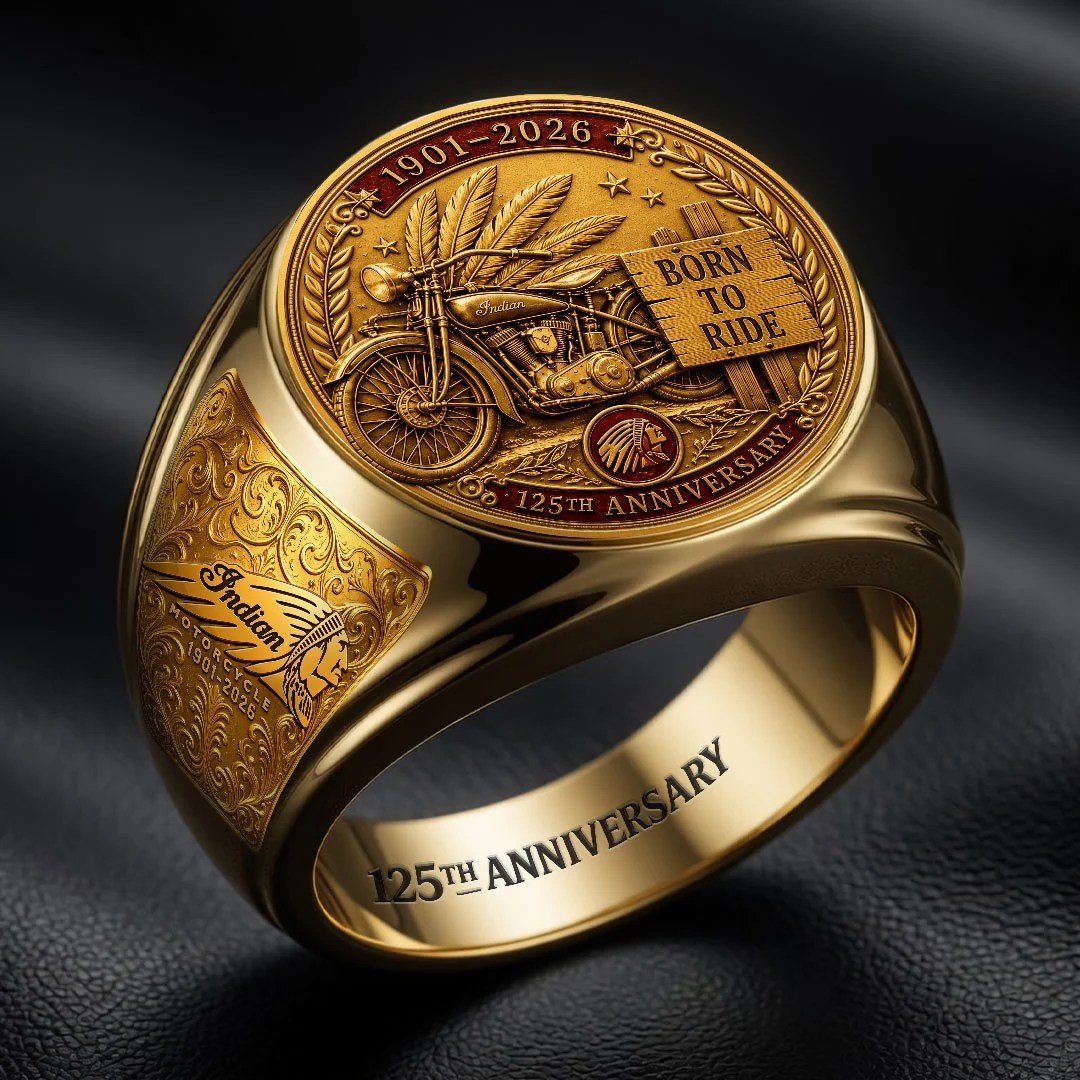 Indian Motorcycle 125th Anniversary 3D Engraved Ring – HOATT20335