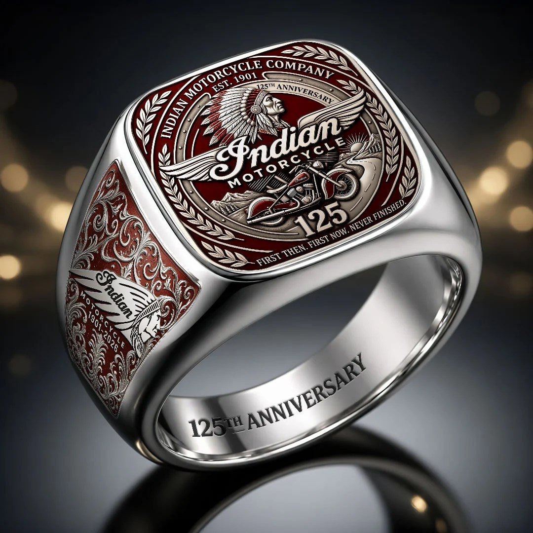 Indian Motorcycle 125th Anniversary 3D Engraved Ring – HOATT20422