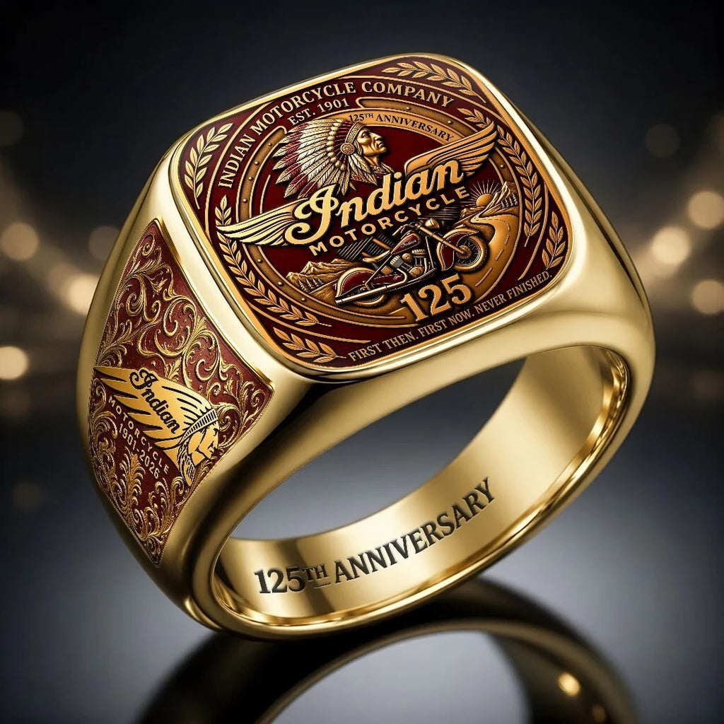 Indian Motorcycle 125th Anniversary 3D Engraved Ring – HOATT20422