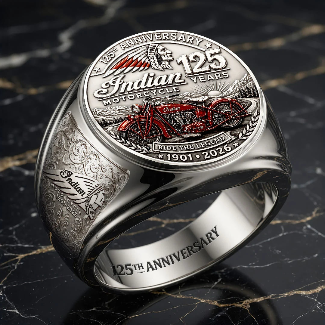 Indian Motorcycle 125th Anniversary 3D Engraved Ring – HOATT20423
