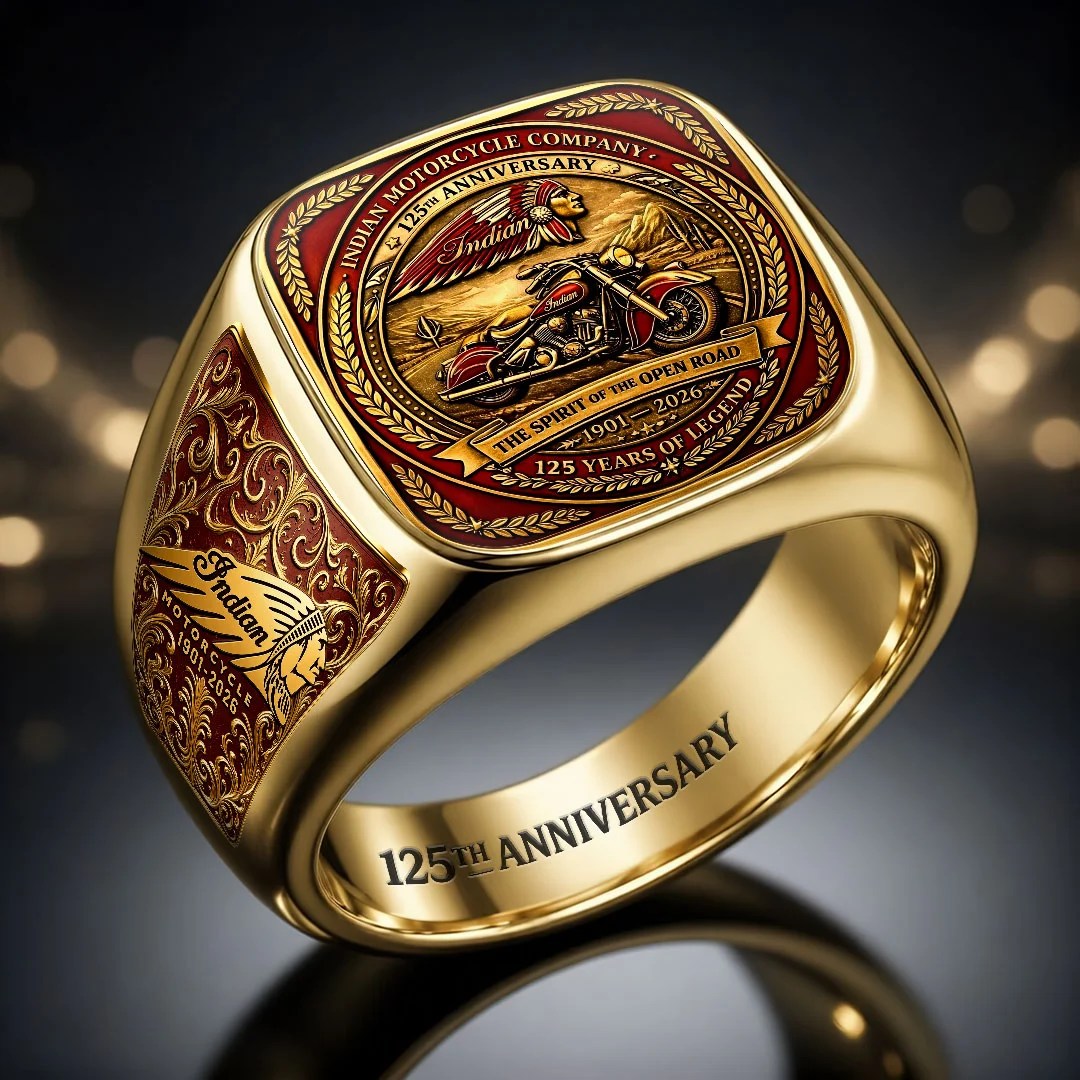 Indian Motorcycle 125th Anniversary 3D Engraved Ring – HOATT20487
