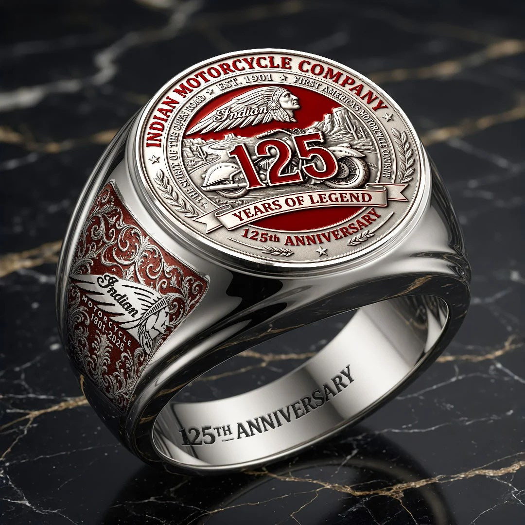 Indian Motorcycle 125th Anniversary 3D Engraved Ring – HOATT20488