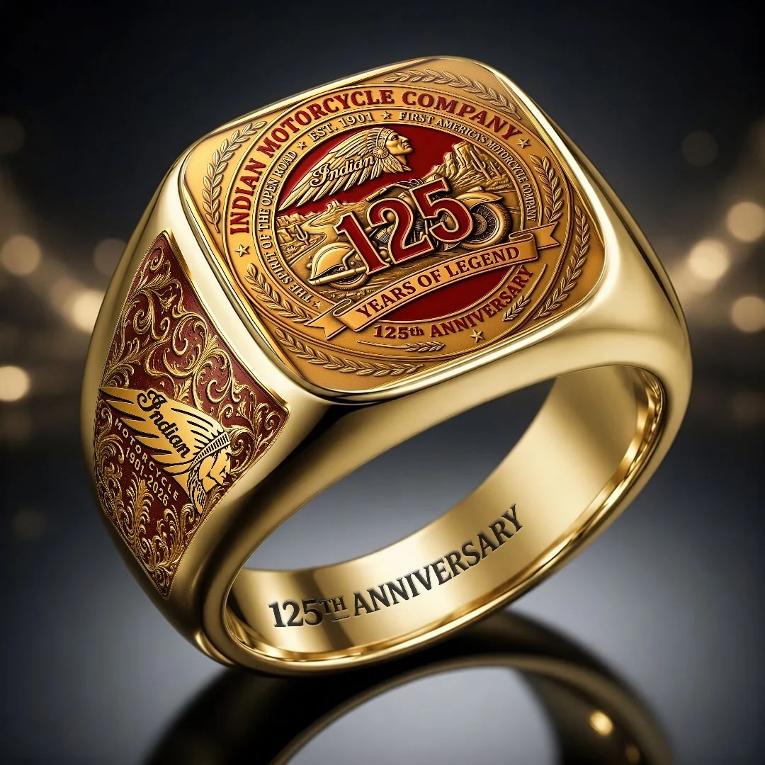 Indian Motorcycle 125th Anniversary 3D Engraved Ring – HOATT20488