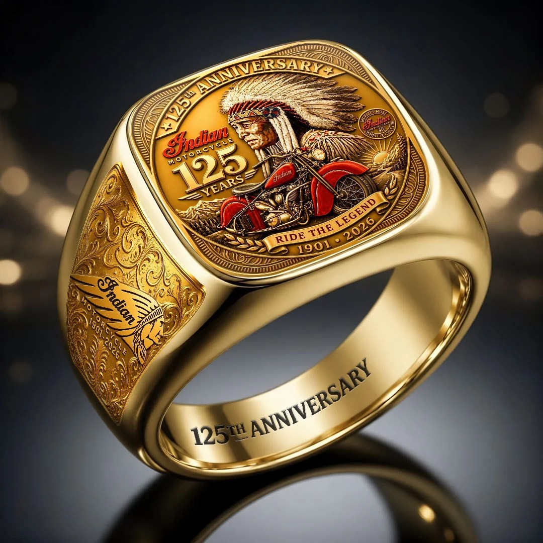 Indian Motorcycle 125th Anniversary 3D Engraved Ring – HOATT20526