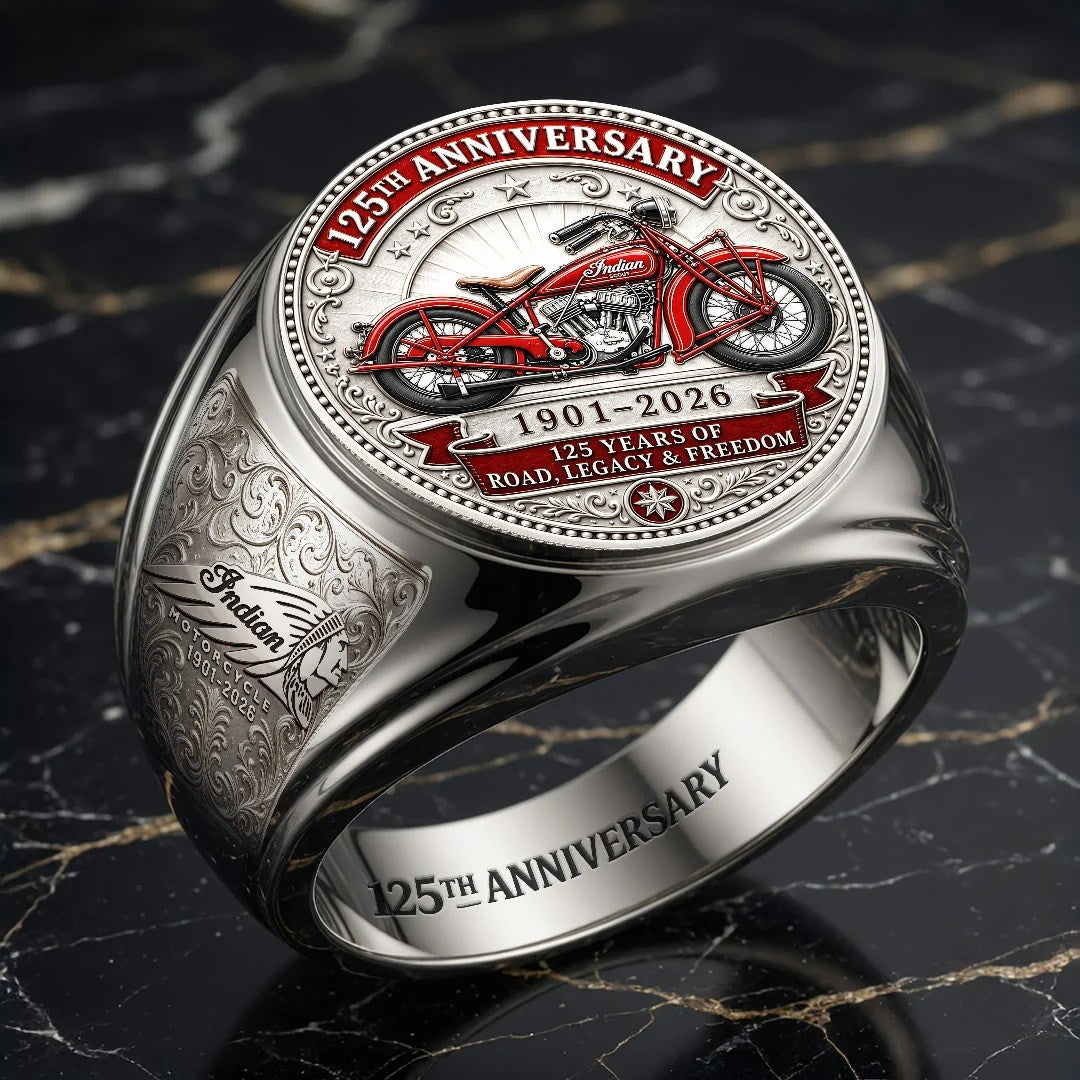 Indian Motorcycle 125th Anniversary 3D Engraved Ring – HOATT26741