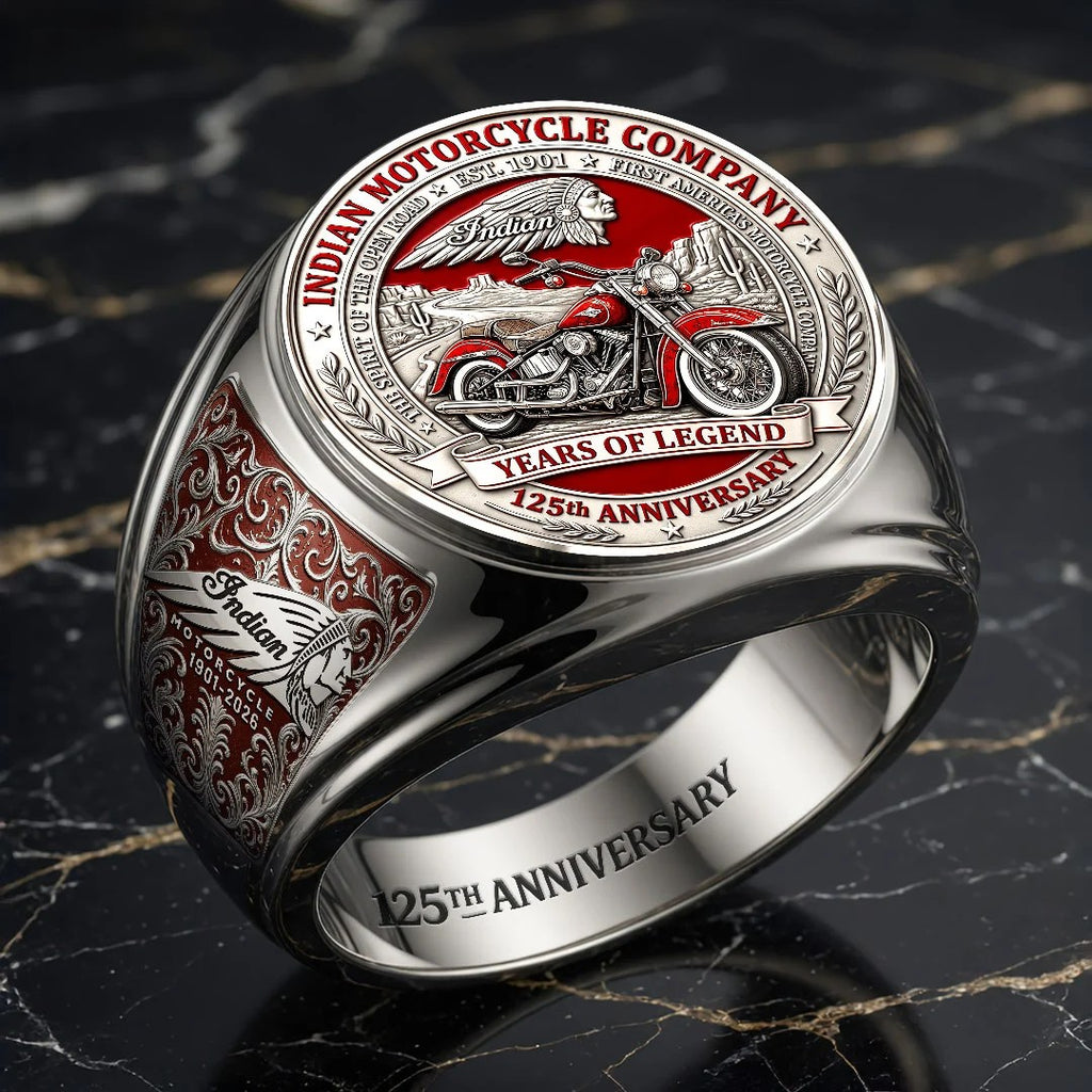 Indian Motorcycle 125th Anniversary 3D Engraved Ring – HOATT26742