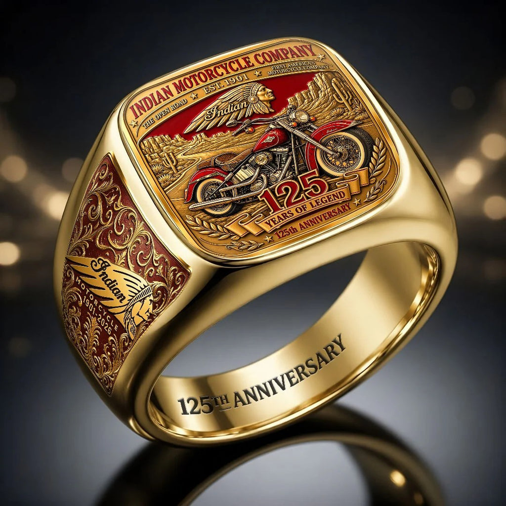 Indian Motorcycle 125th Anniversary 3D Engraved Ring – HOATT26742