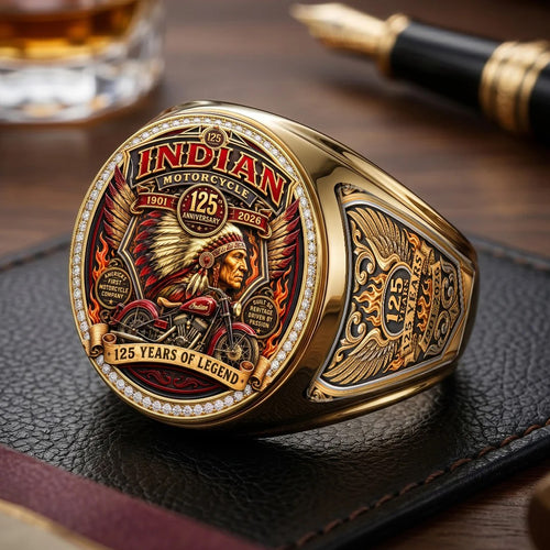 Indian Motorcycle 125th Anniversary 3D Engraved Ring – TMTHU10026