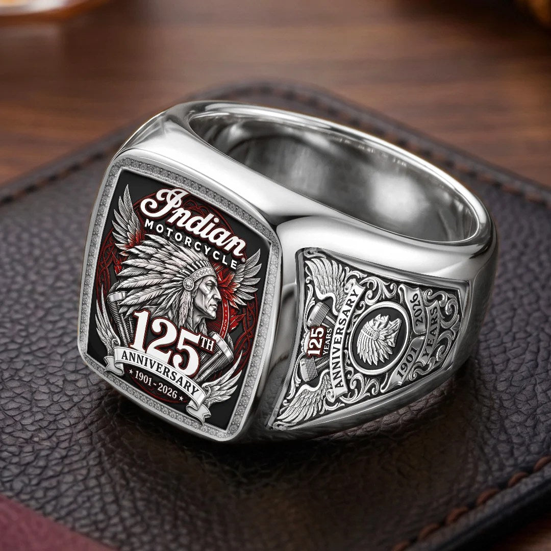 Indian Motorcycle 125th Anniversary 3D Engraved Ring – TMTHU10028