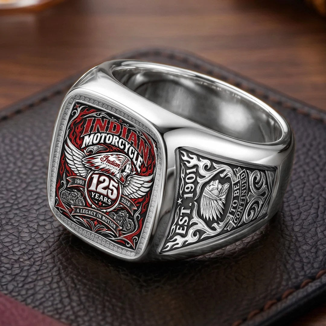 Indian Motorcycle 125th Anniversary 3D Engraved Ring – TMTHU9334