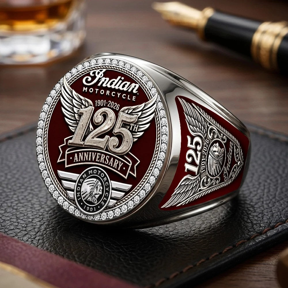 Indian Motorcycle 125th Anniversary 3D Engraved Ring – TMTHU9900