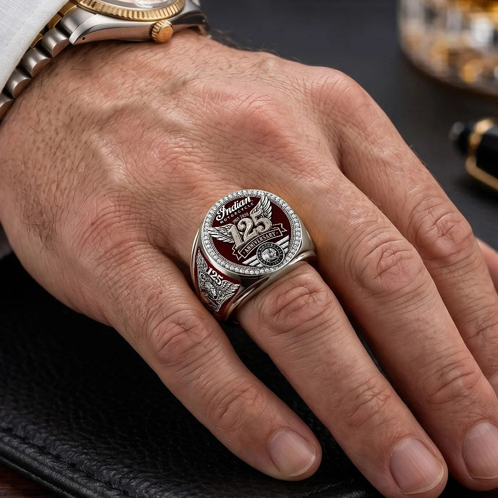 Indian Motorcycle 125th Anniversary 3D Engraved Ring – TMTHU9900