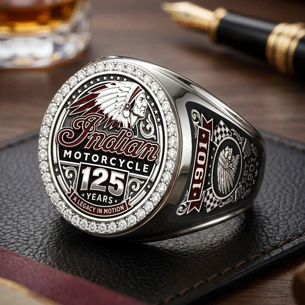Indian Motorcycle 125th Anniversary 3D Engraved Ring – TMTHU9787