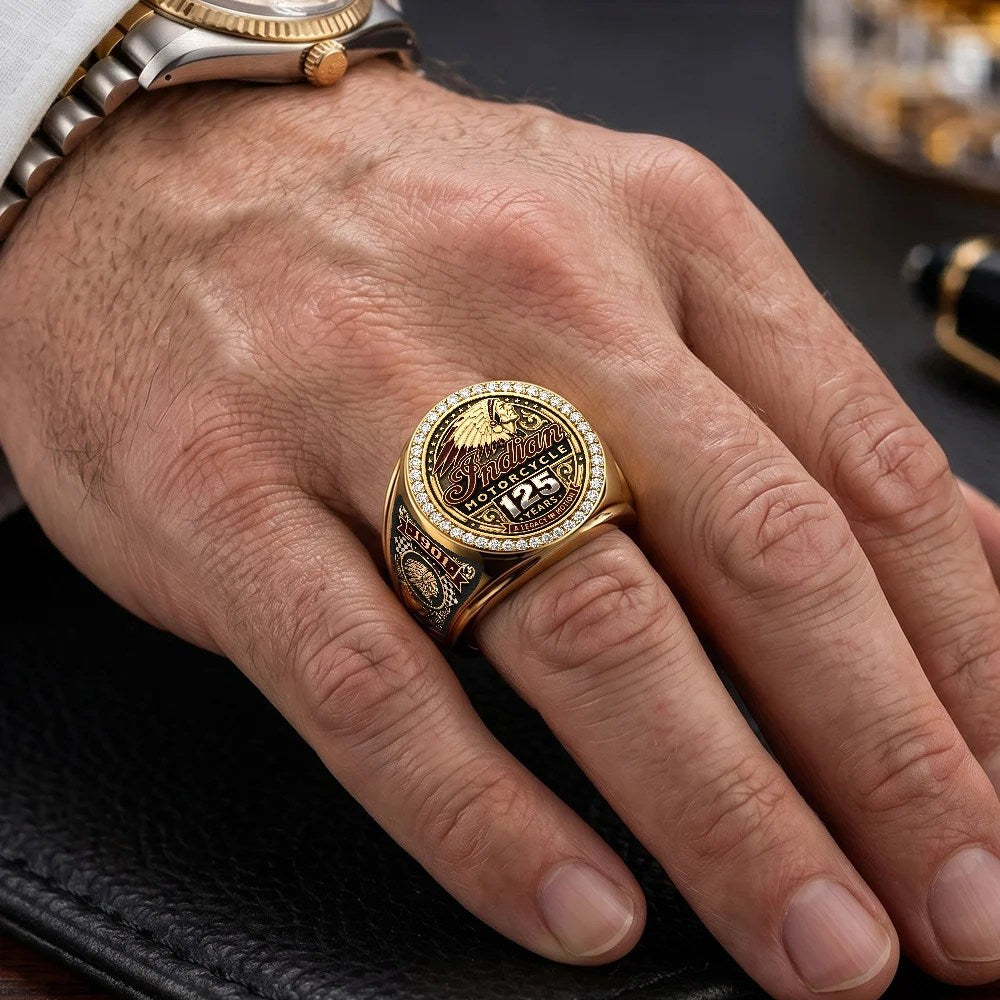 Indian Motorcycle 125th Anniversary 3D Engraved Ring – TMTHU9787