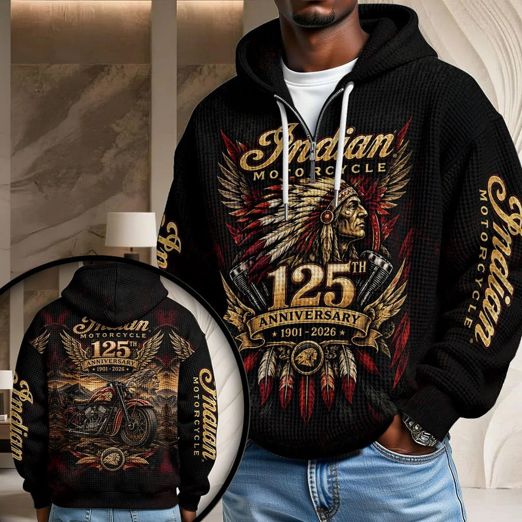 Indian Motorcycle 125th Anniversary 3D Unisex Waffle Hoodie – TMTHU9415