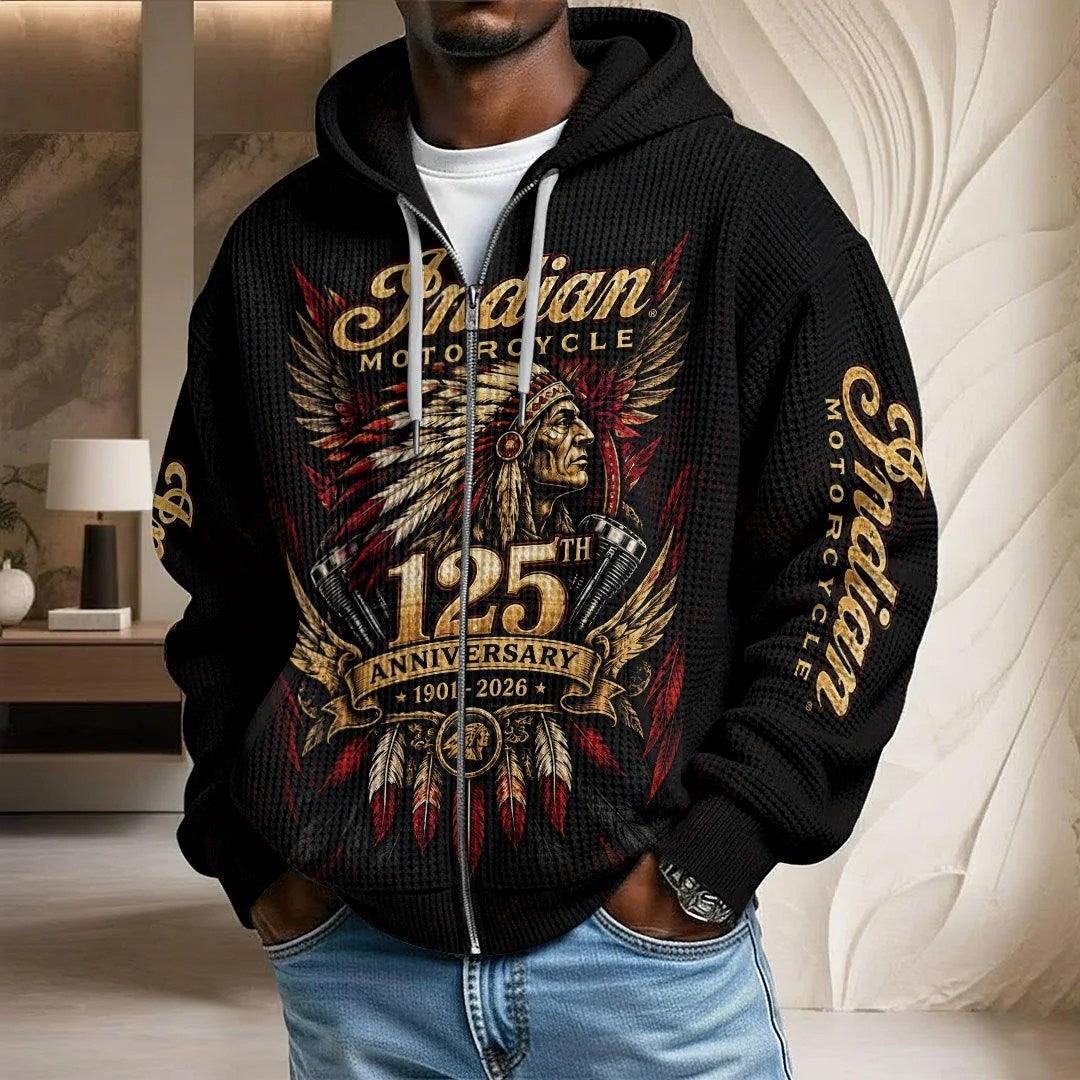 Indian Motorcycle 125th Anniversary 3D Unisex Waffle Hoodie – TMTHU9415