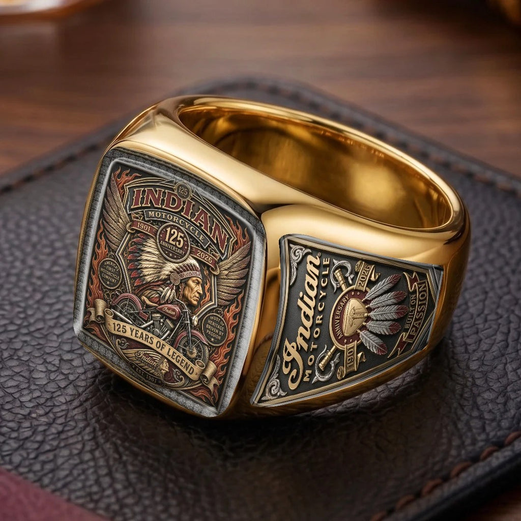 Indian Motorcycle 125th Anniversary 3D Engraved Ring – TMTHU9131