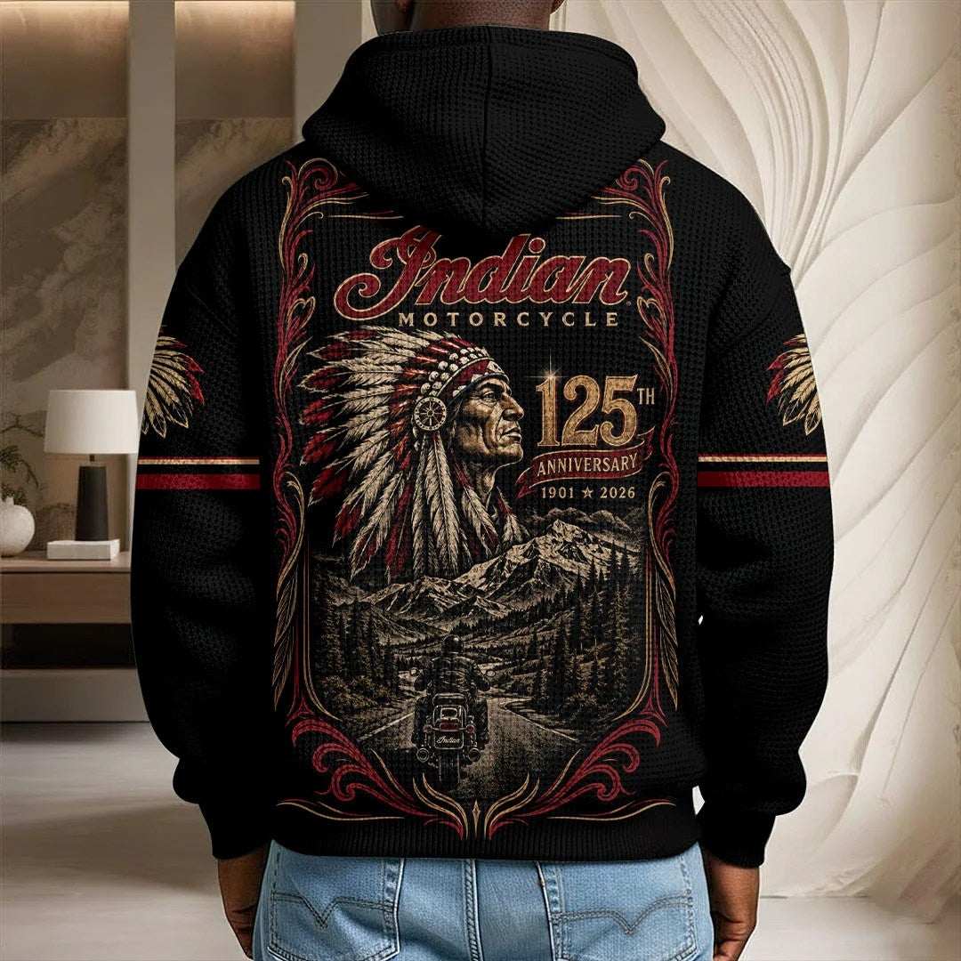 Indian Motorcycle 125th Anniversary 3D Unisex Waffle Hoodie – TMTHU9538