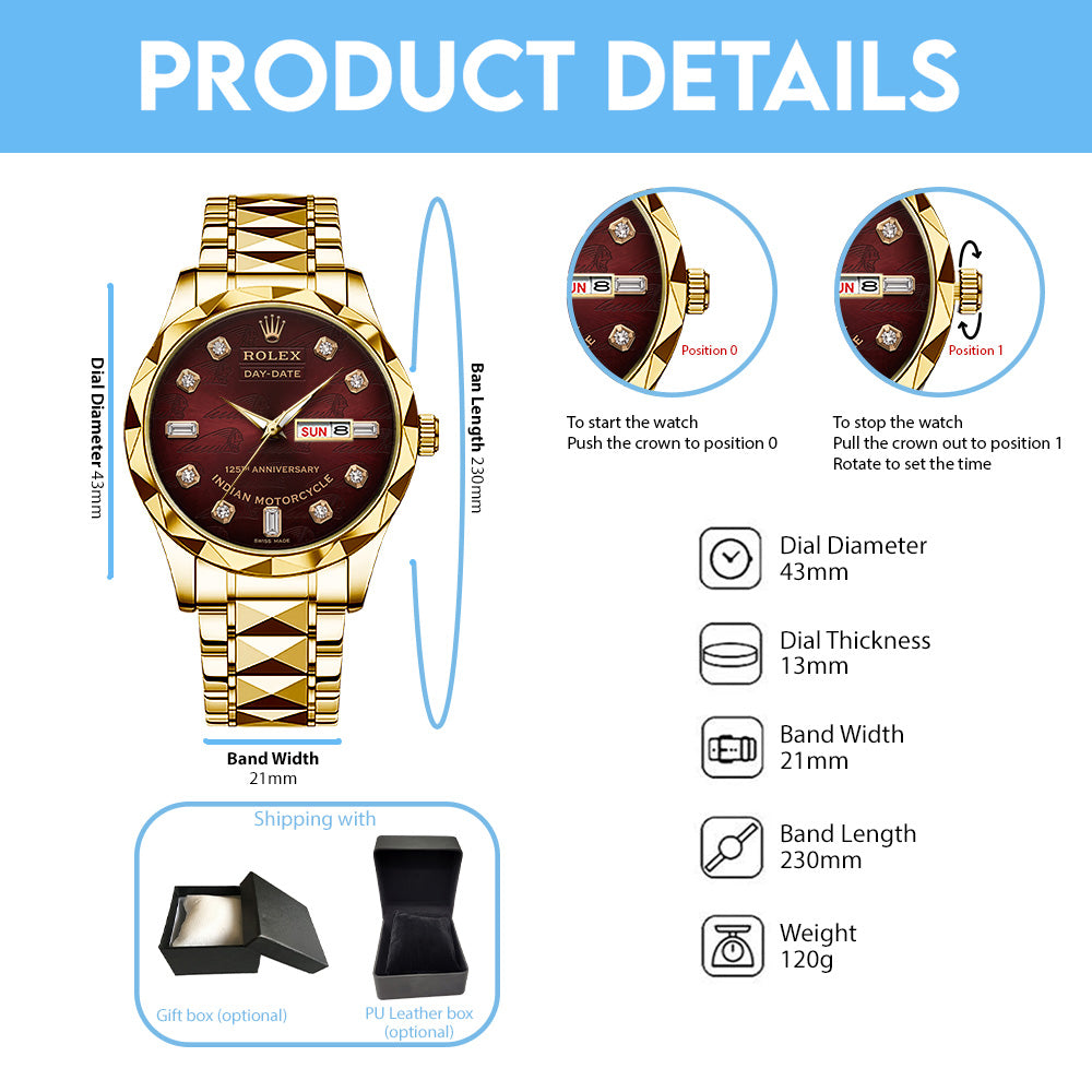 Indian Motorcycle 125th Anniversary Alloy Luxury Quartz Watch – TMTHU8551