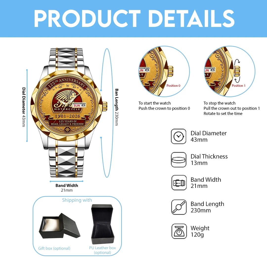 Indian Motorcycle 125th Anniversary Alloy Luxury Quartz Watch – HOATT20475