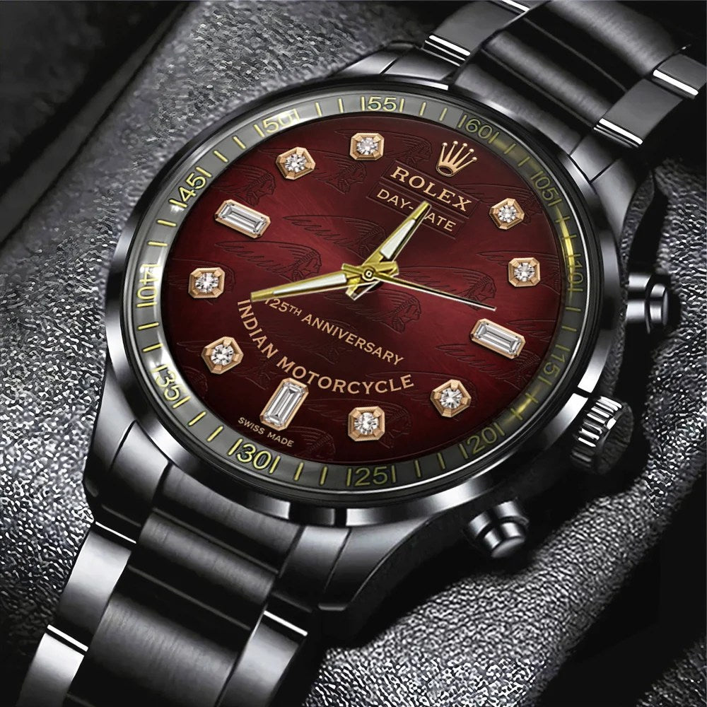Indian Motorcycle 125th Anniversary Black Stainless Steel Watch – TMTHU8585