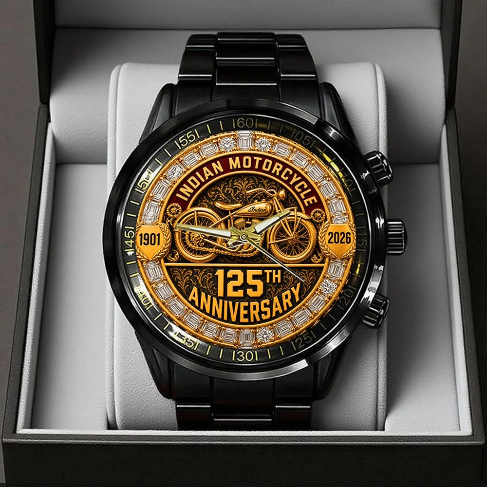 Indian Motorcycle 125th Anniversary Black Stainless Steel Watch – TMTHU9230
