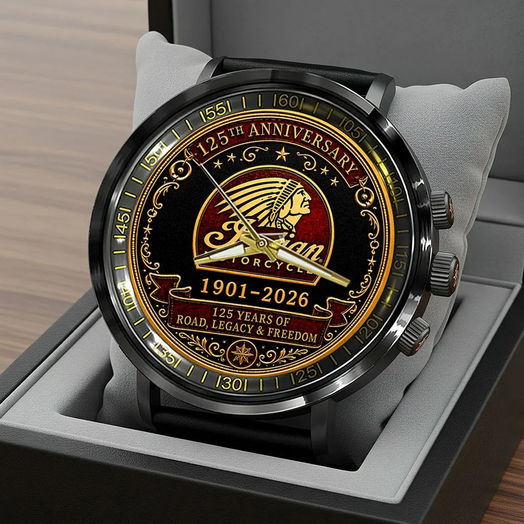 Indian Motorcycle 125th Anniversary Black Stainless Steel Watch – HOATT20523