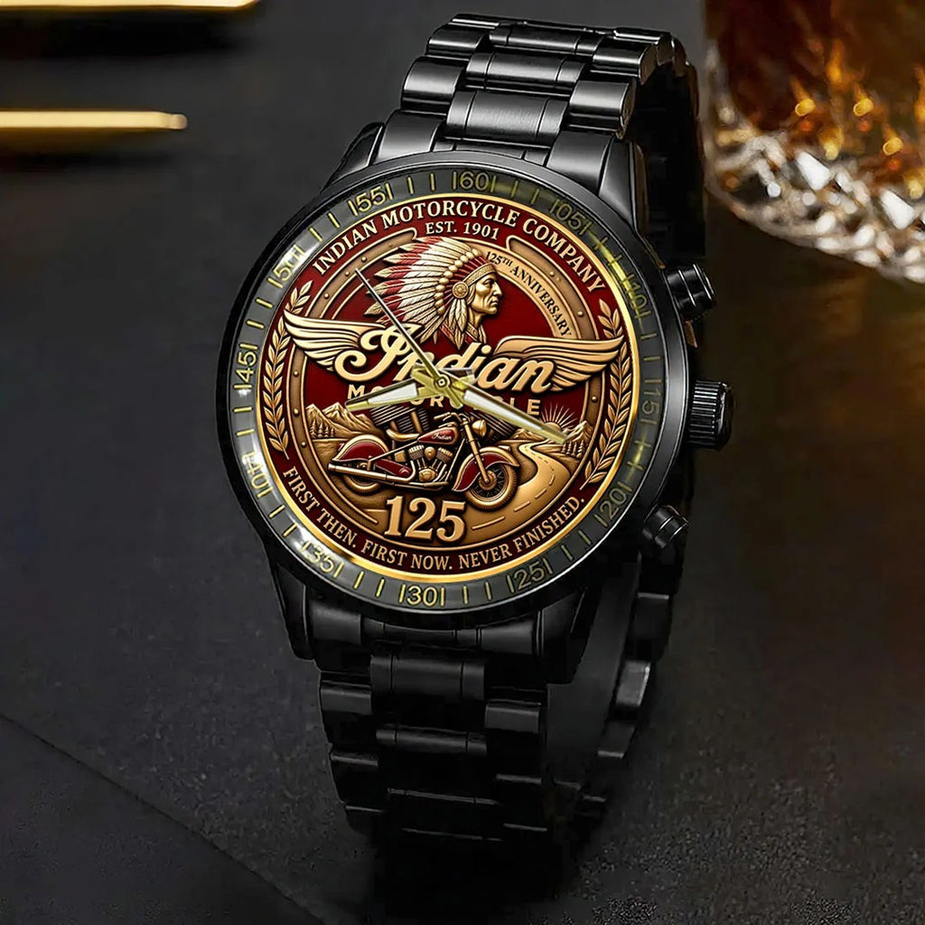Indian Motorcycle 125th Anniversary Black Stainless Steel Watch – HOATT20524