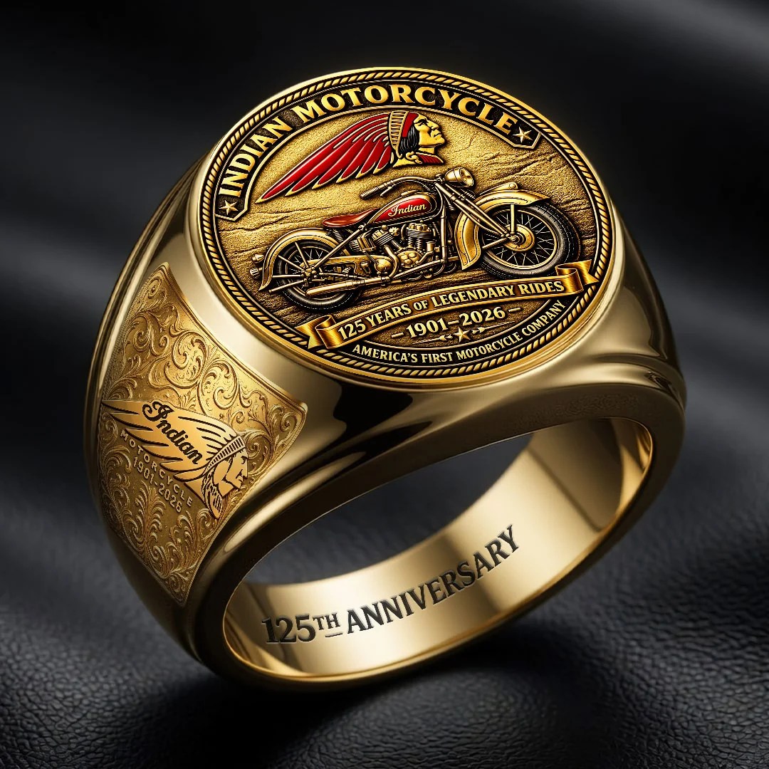 Indian Motorcycle 125th Anniversary 3D Engraved Ring – HOATT26862