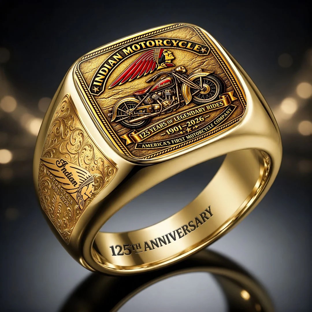 Indian Motorcycle 125th Anniversary 3D Engraved Ring – HOATT26862