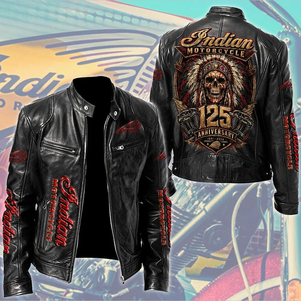 Indian Motorcycle 125th Anniversary Motorcycle Leather Jacket – TMTHU10118