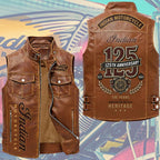 Indian Motorcycle 125th Anniversary Premium 2D Sleeveless Leather Vest – TMTHU8846