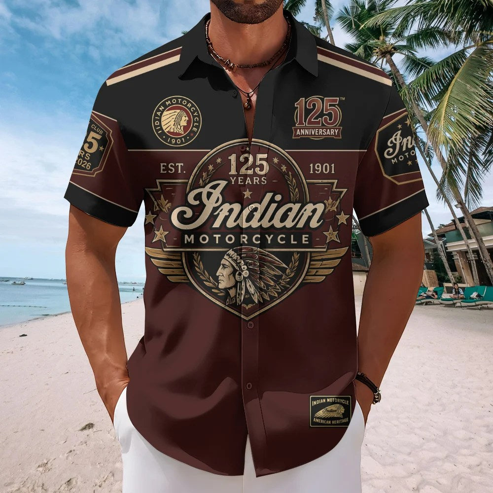 Indian Motorcycle 125th Anniversary Short Sleeve Button-Down Shirt – TMTHU8628