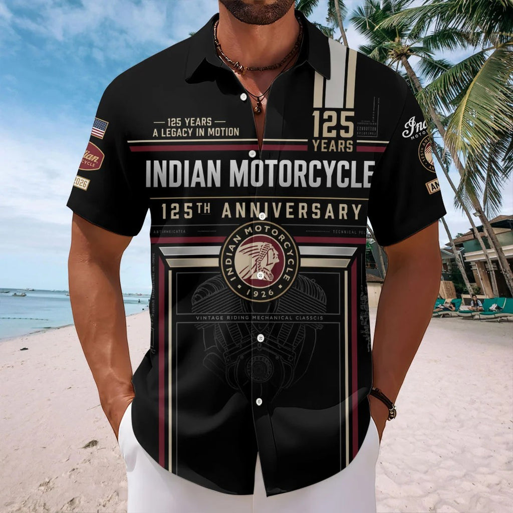 Indian Motorcycle 125th Anniversary Short Sleeve Button-Down Shirt – TMTHU8629