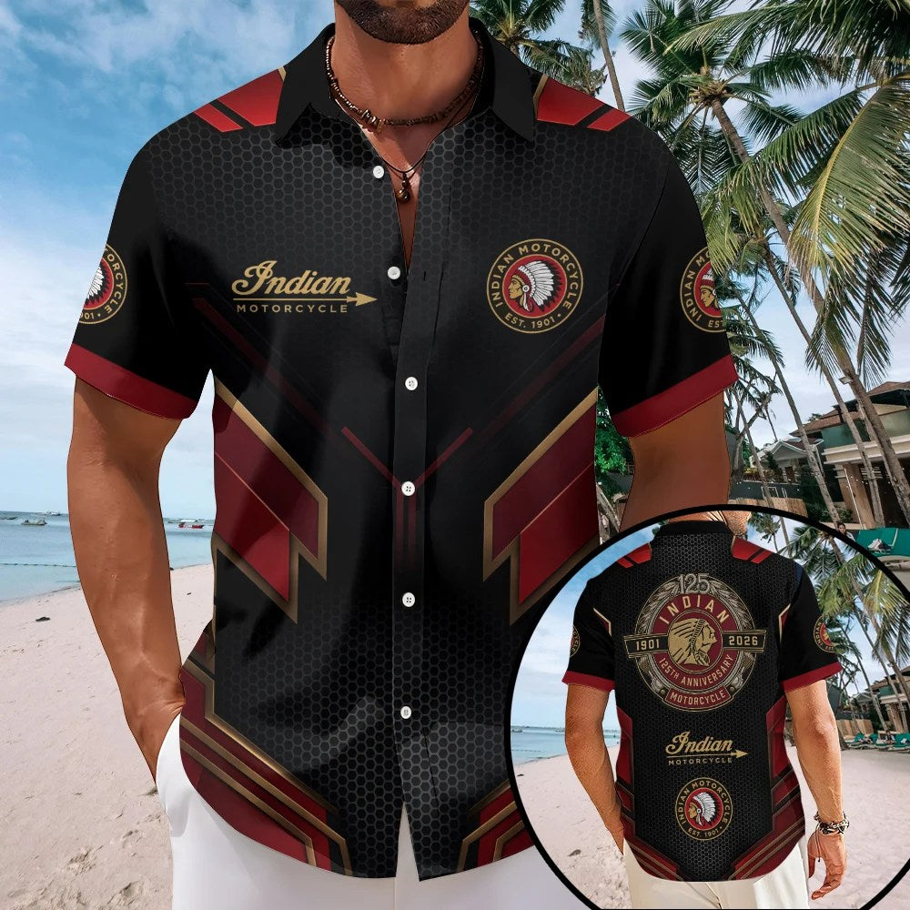 Indian Motorcycle 125th Anniversary Short Sleeve Button-Down Shirt – TMTHU8689
