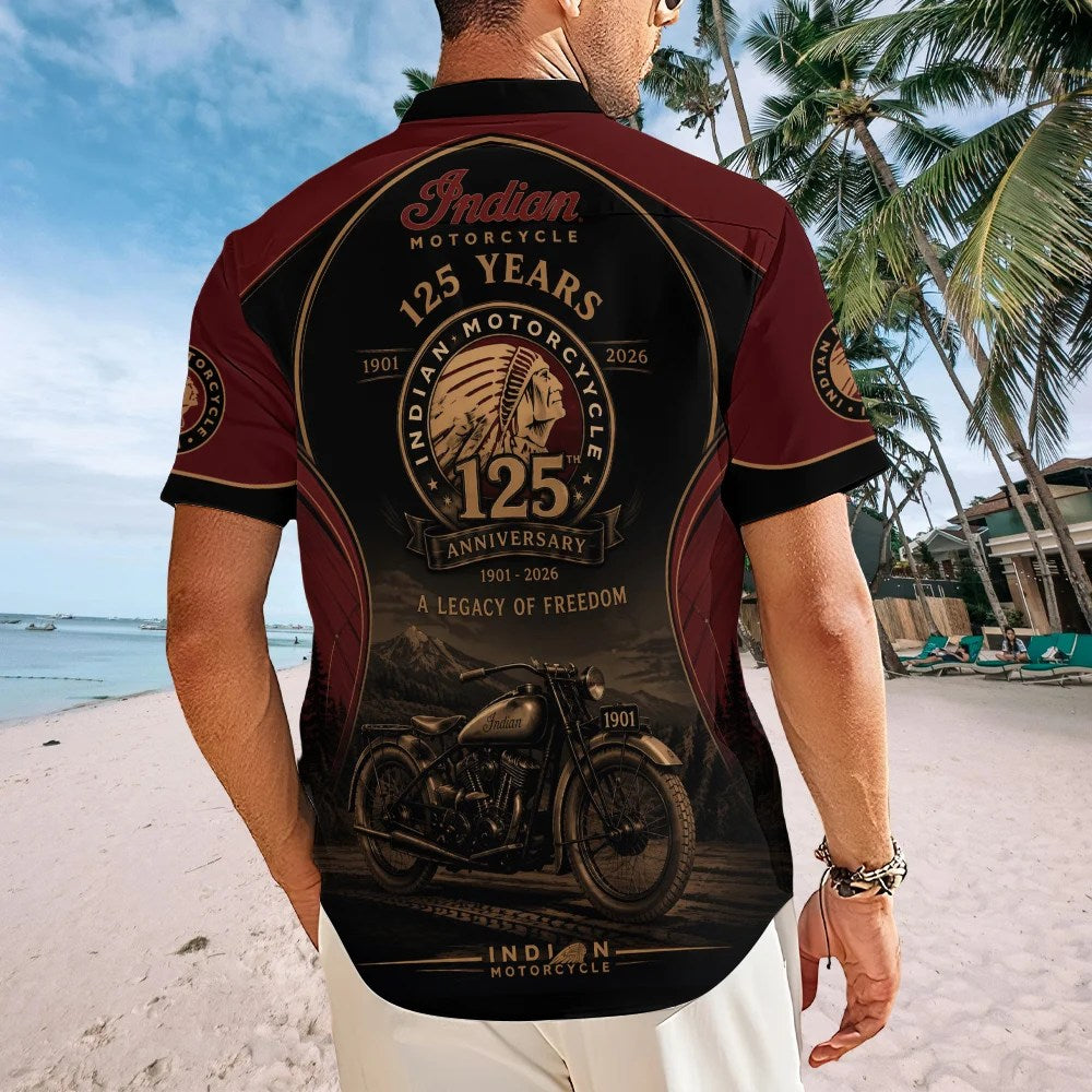 Indian Motorcycle 125th Anniversary Short Sleeve Button-Down Shirt – TMTHU8829