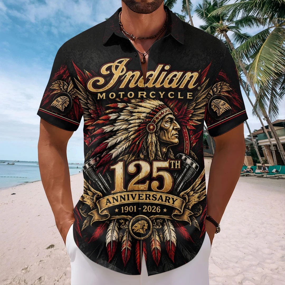 Indian Motorcycle 125th Anniversary Short Sleeve Button-Down Shirt – TMTHU9408