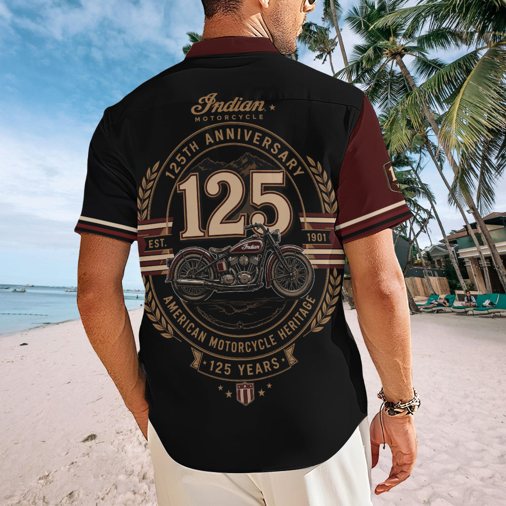 Indian Motorcycle 125th Anniversary Short Sleeve Button-Down Shirt – TMTHU8557