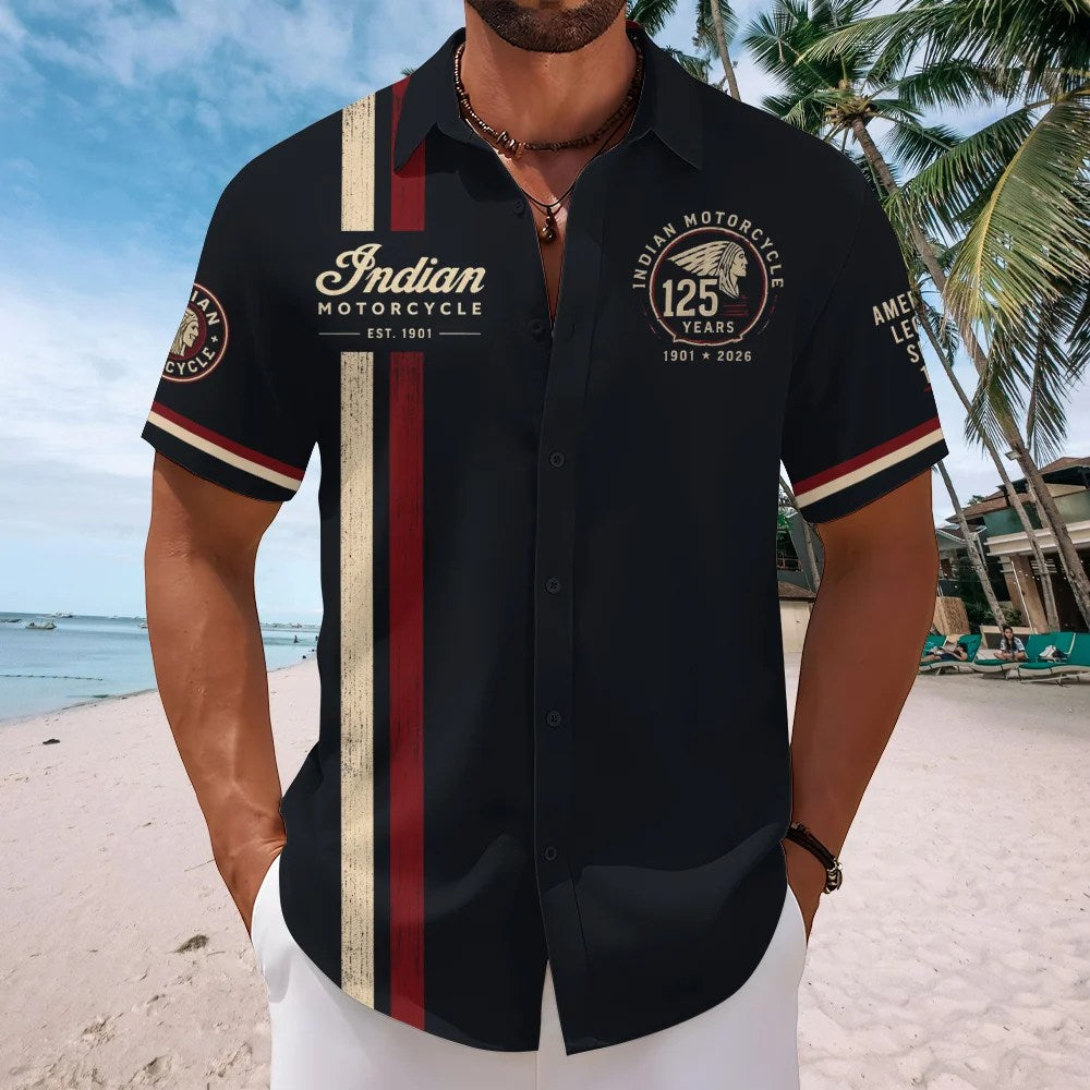 Indian Motorcycle 125th Anniversary Short Sleeve Button-Down Shirt – TMTHU9105