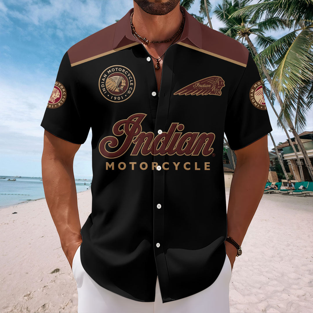 Indian Motorcycle 125th Anniversary Short Sleeve Button-Down Shirt – HOATT20289